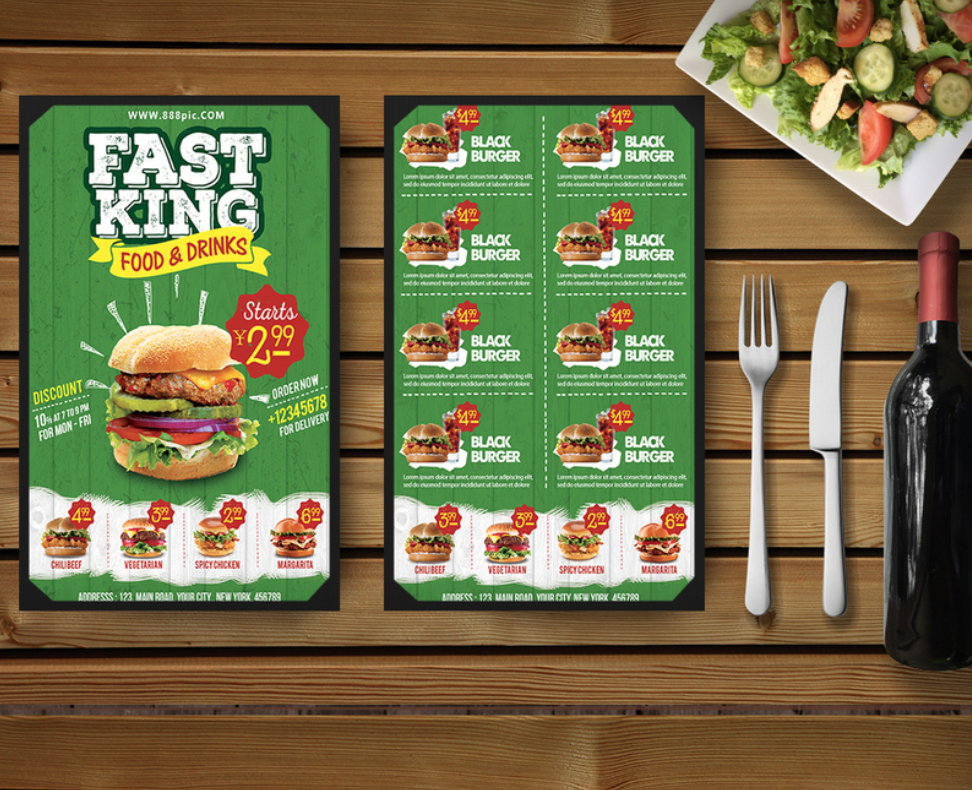 Menu burger màu xanh - MN07042021-041