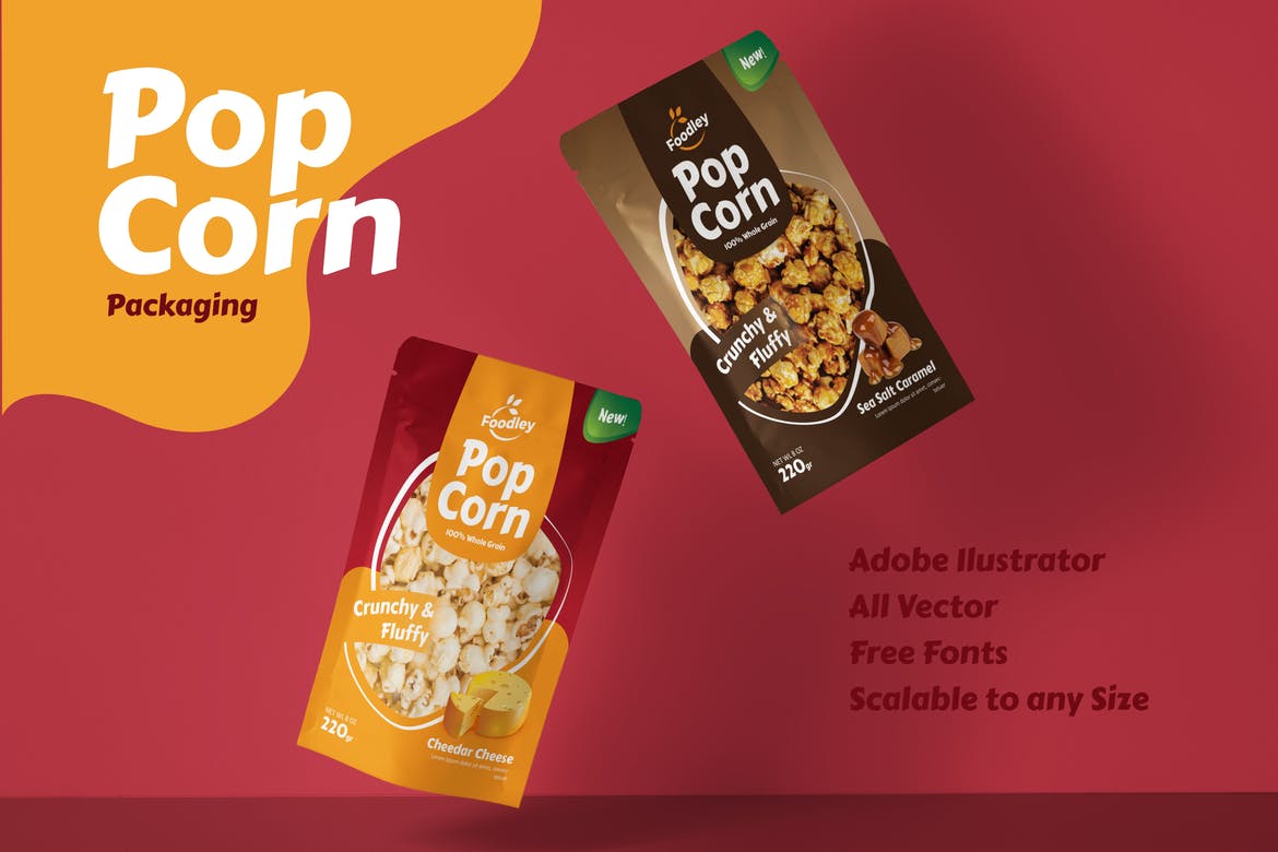 Mẫu bao bì bỏng ngô đỏ nâu - BB10042021-003